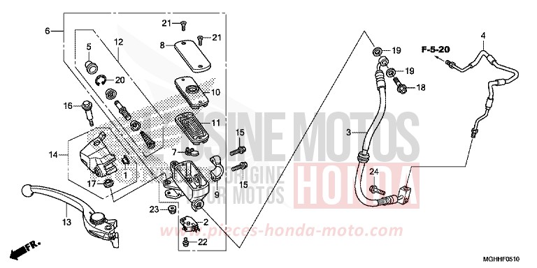 FR. BRAKE MASTER CYLINDER for VFR1200X Dual Clutch PEARL GLARE WHITE (NHB53) from 2017